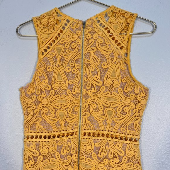 Lulu’s Dream Life Yellow Lace Bodycon Dress - Picture 5 of 8